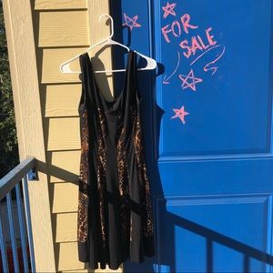 Leopard cheetah print bold stripe sexy black dress